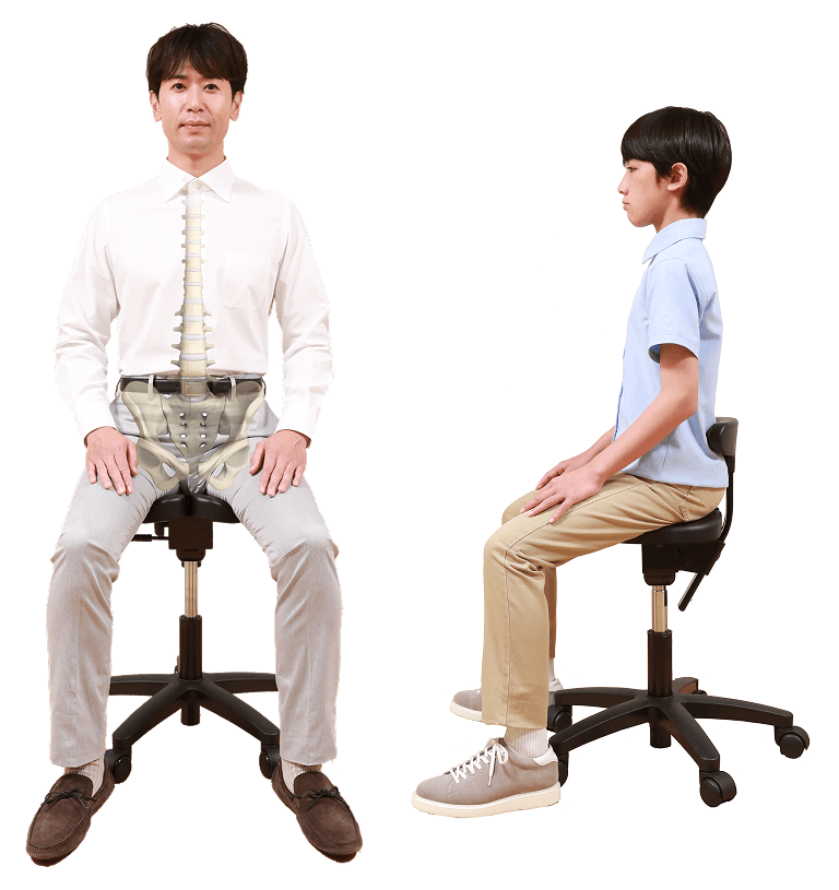 座面の高さを調節すれば、中高生はもちろん身長180cm以上の大人までお使いいただけます